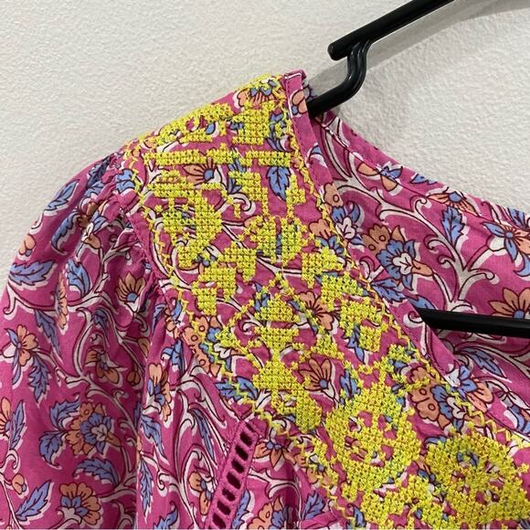 J.Crew Nicola Embroidered Pink Long Sleeve Cotton Tassel Romper AP193 Size 4 - Picture 5 of 13